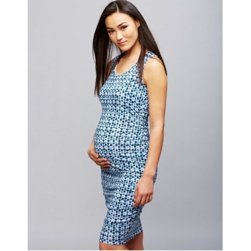 A Pea In The Pod Maternity Dress Ruched Midi Large
